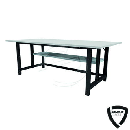 One shelf covers half of the width of the full bench