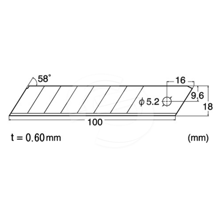NT Cutter - Thick 0.6mm Heavy Duty 18mm Blades - Carbon Steel Silver - Pack 5 (BL06P)